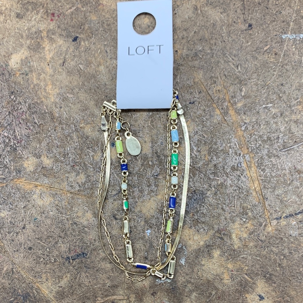 LOFT Gold Bracelet with Blue and Green Accents